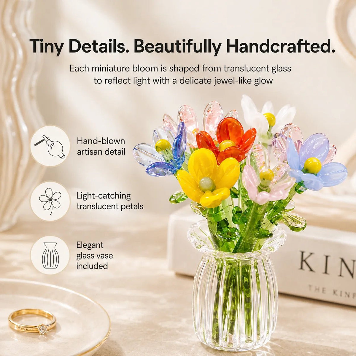 Floria   Miniature   Glass   Flower   Set