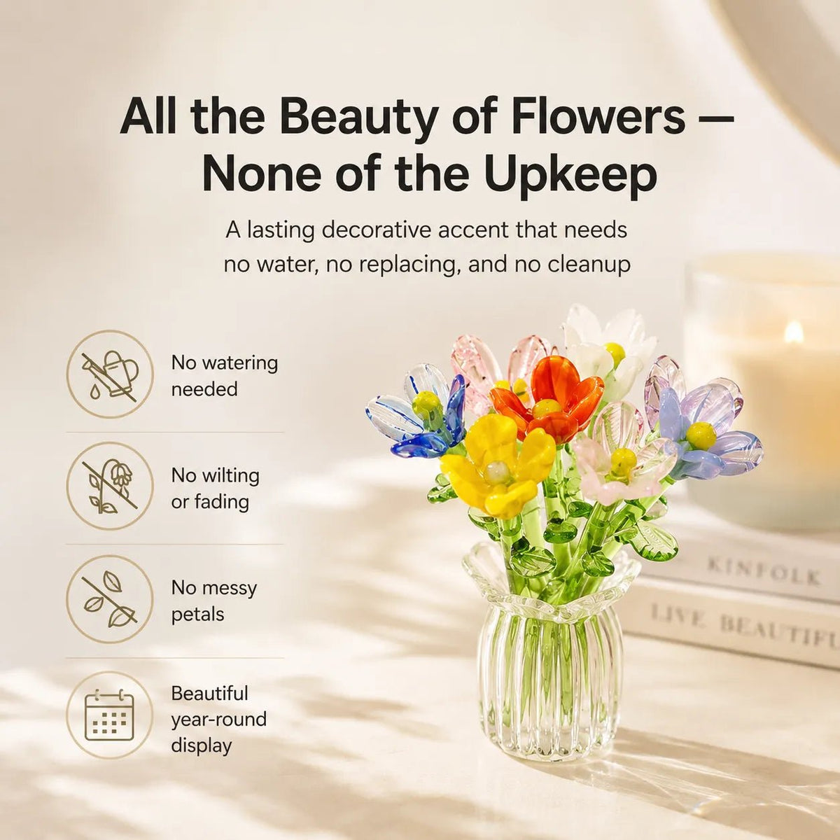 Floria   Miniature   Glass   Flower   Set