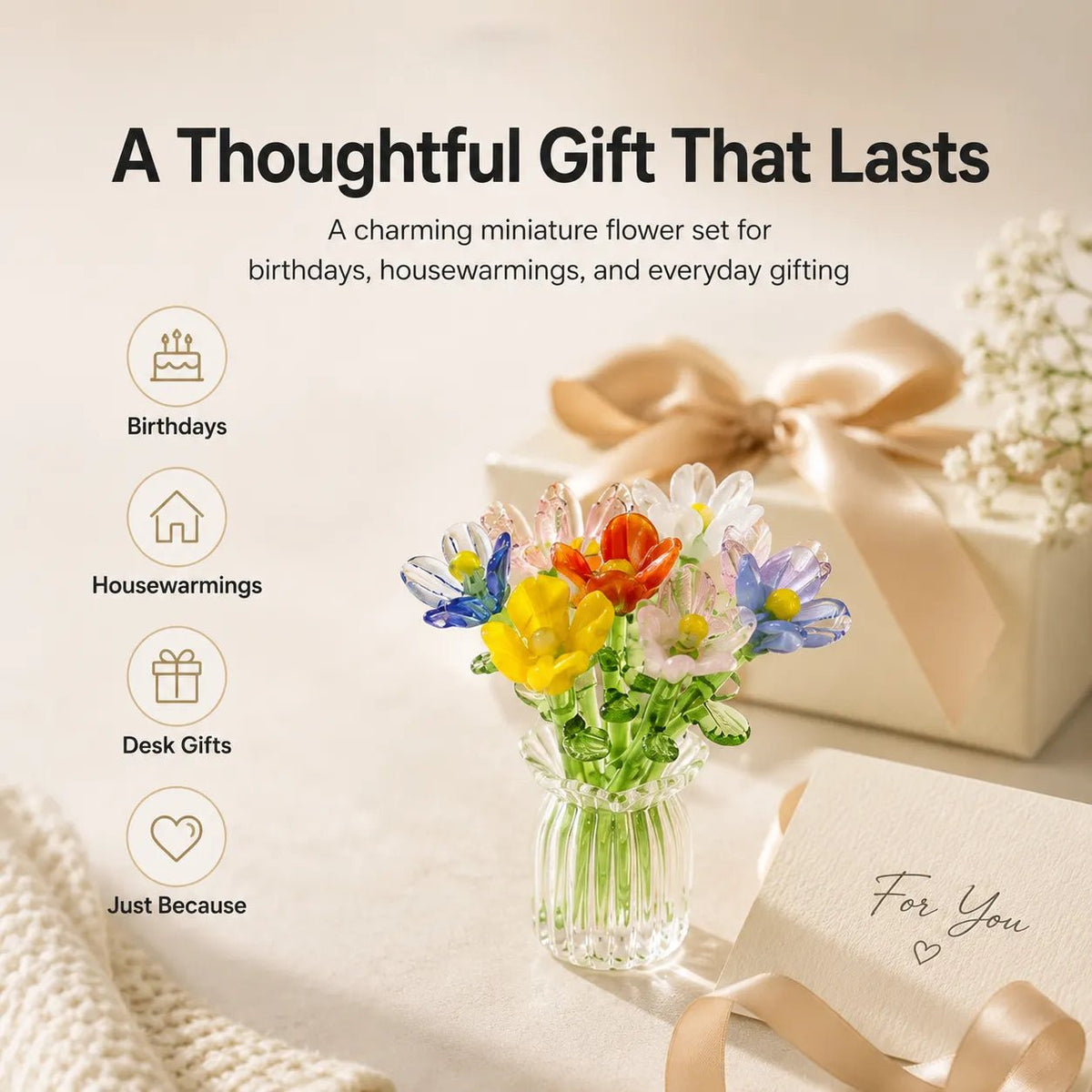 Floria   Miniature   Glass   Flower   Set