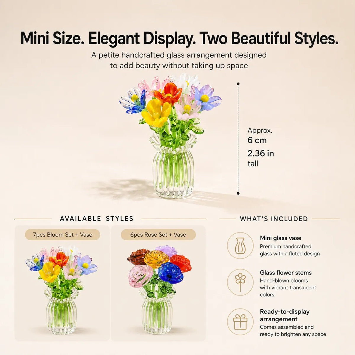 Floria   Miniature   Glass   Flower   Set