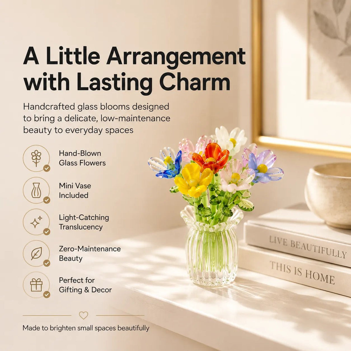 Floria   Miniature   Glass   Flower   Set