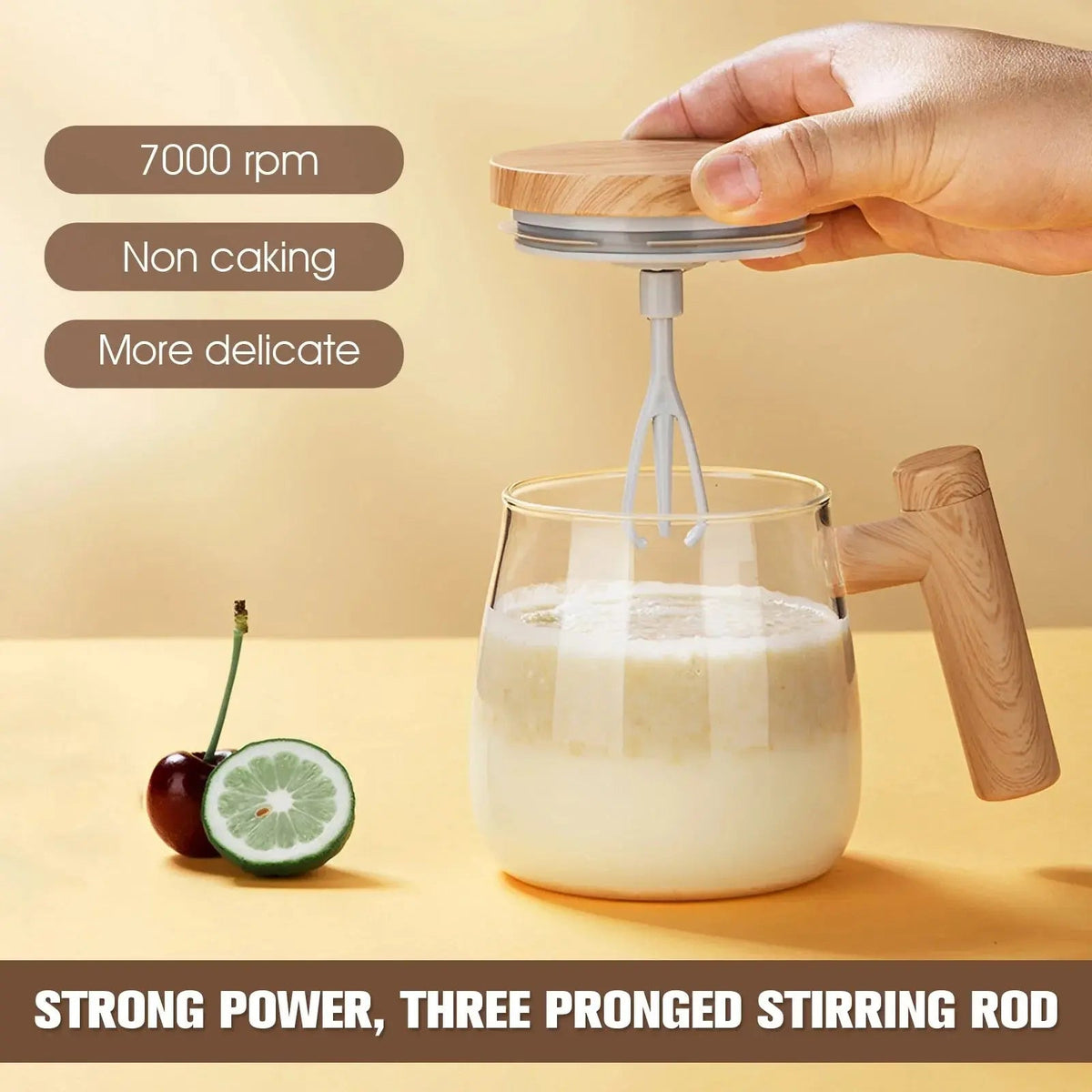Self-Stirring Electric Glass Mug – Automatic Mixing Coffee Cup with Lid