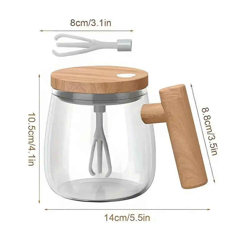Self-Stirring Electric Glass Mug – Automatic Mixing Coffee Cup with Lid